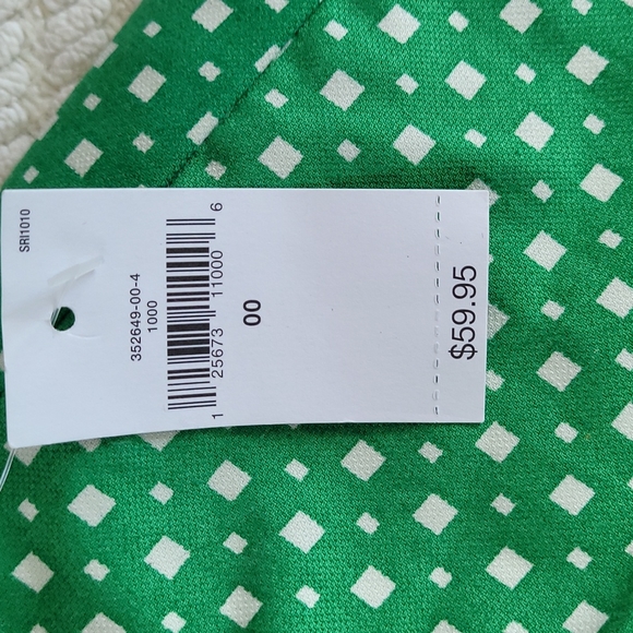 GAP Sz 00 Slim Cropped Kelly Green Square Print Pants - Picture 9 of 10